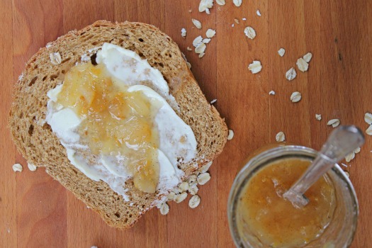 Oatmeal Molasses Bread with jam