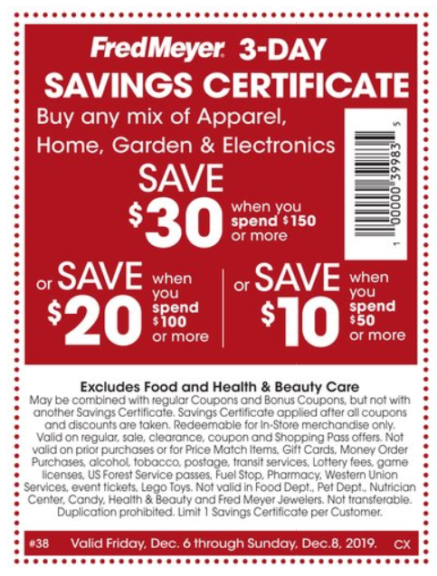 Fred Meyer: Savings Certificate Deals (big savings through Sunday ...