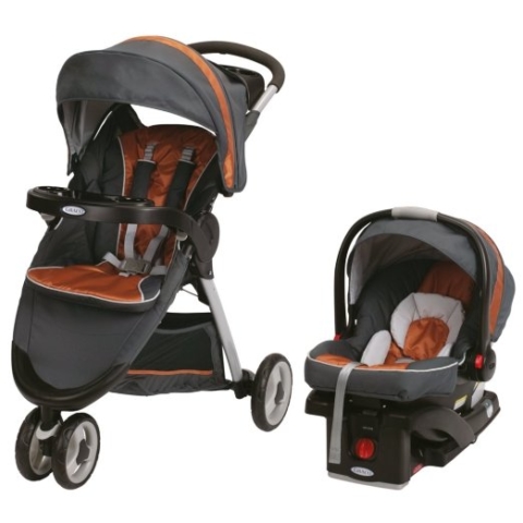 graco stroller orange and grey